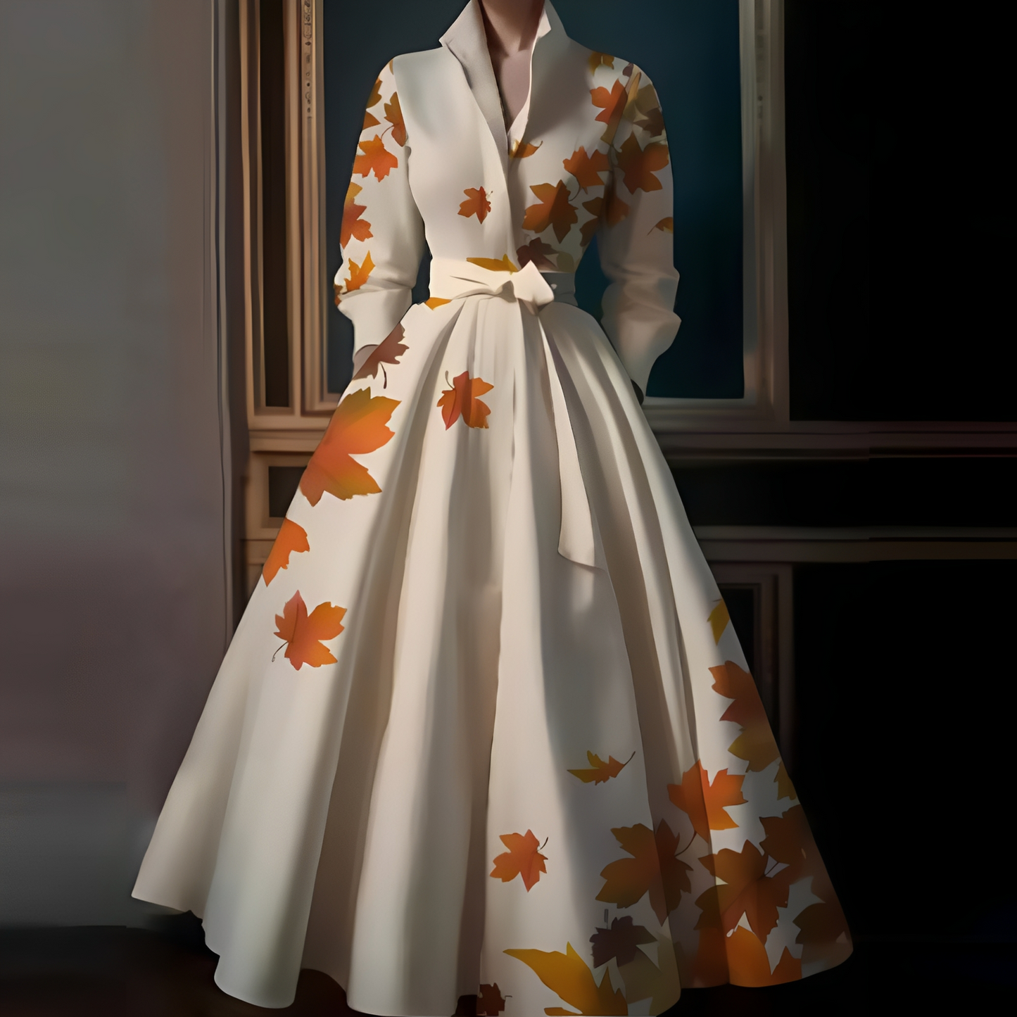 Megan - Elegantes langes Damenkleid mit Taillengürtel
