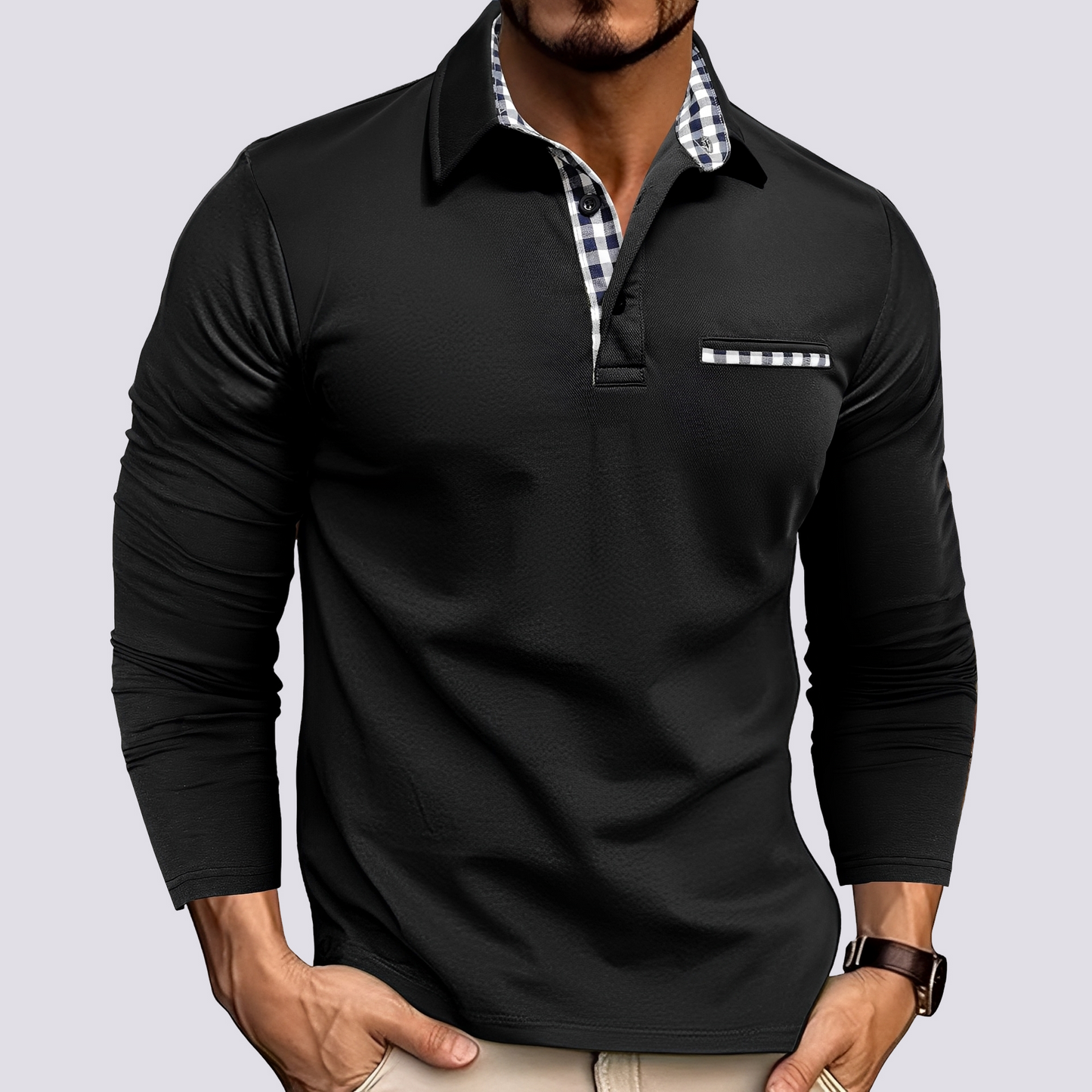 Mark – Herren-Polohemd – Langarm-Casual-Shirts