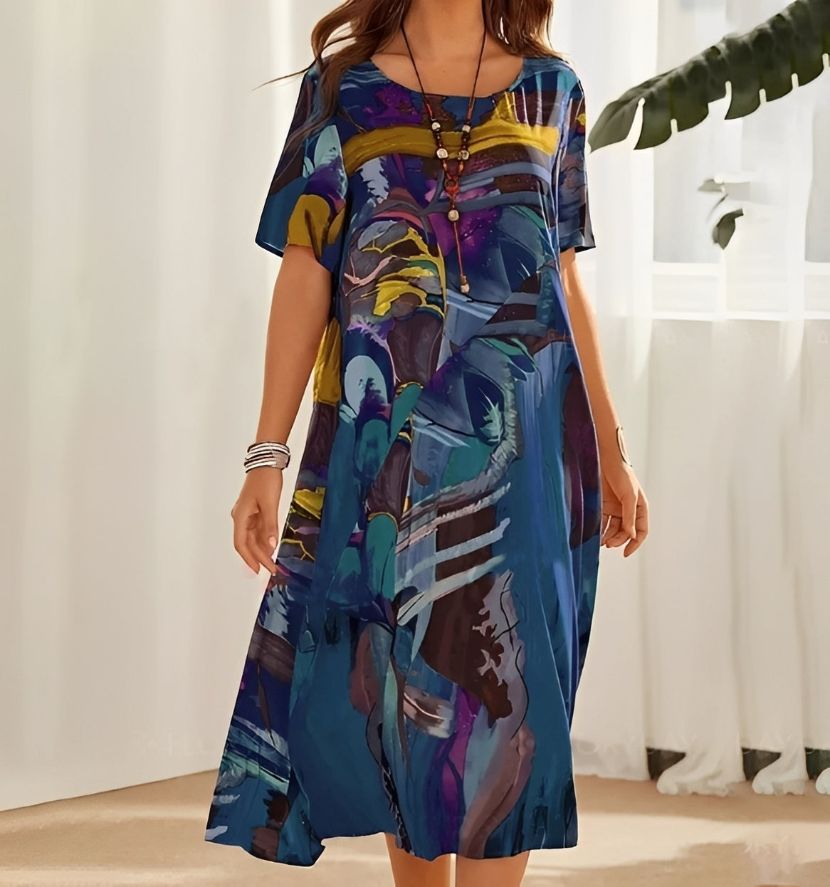 Alexa - Modisches, bedrucktes Damenkleid mit lockerer Passform