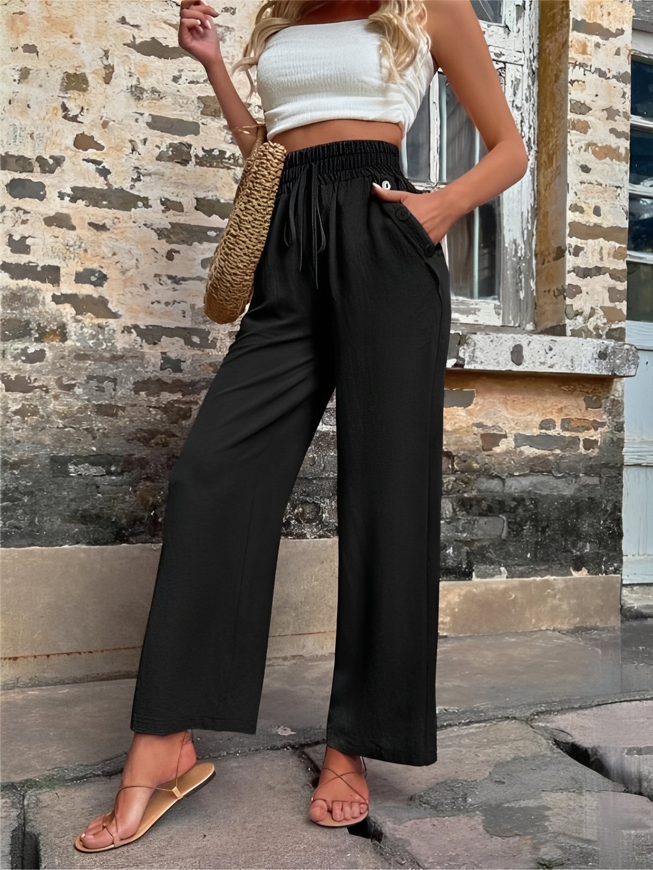 Allie - Modische, locker geschnittene Damenhose mit hohem Bund