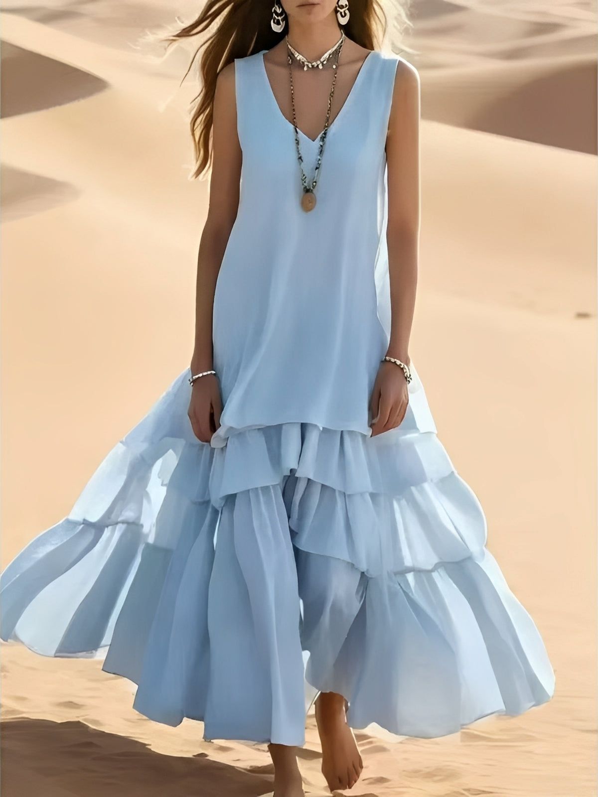 Mollie - Großzügiges Maxikleid mit entspanntem Saum für Damen