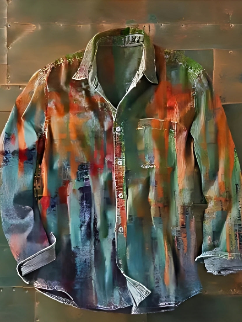 Charles – Herren-Langarmhemd – Bunt und Retro