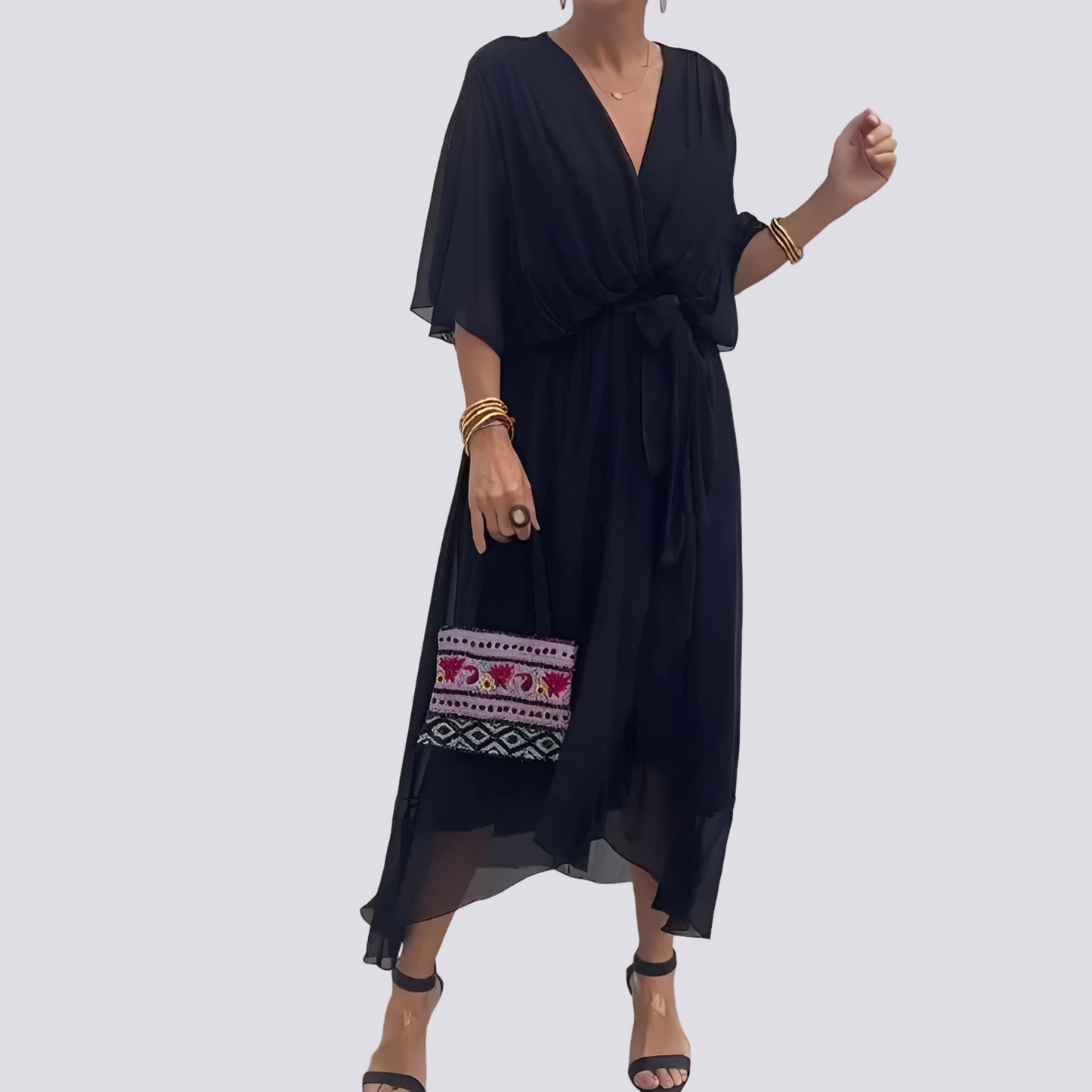 Jane - Asymmetrisches V-Ausschnitt-Kleid