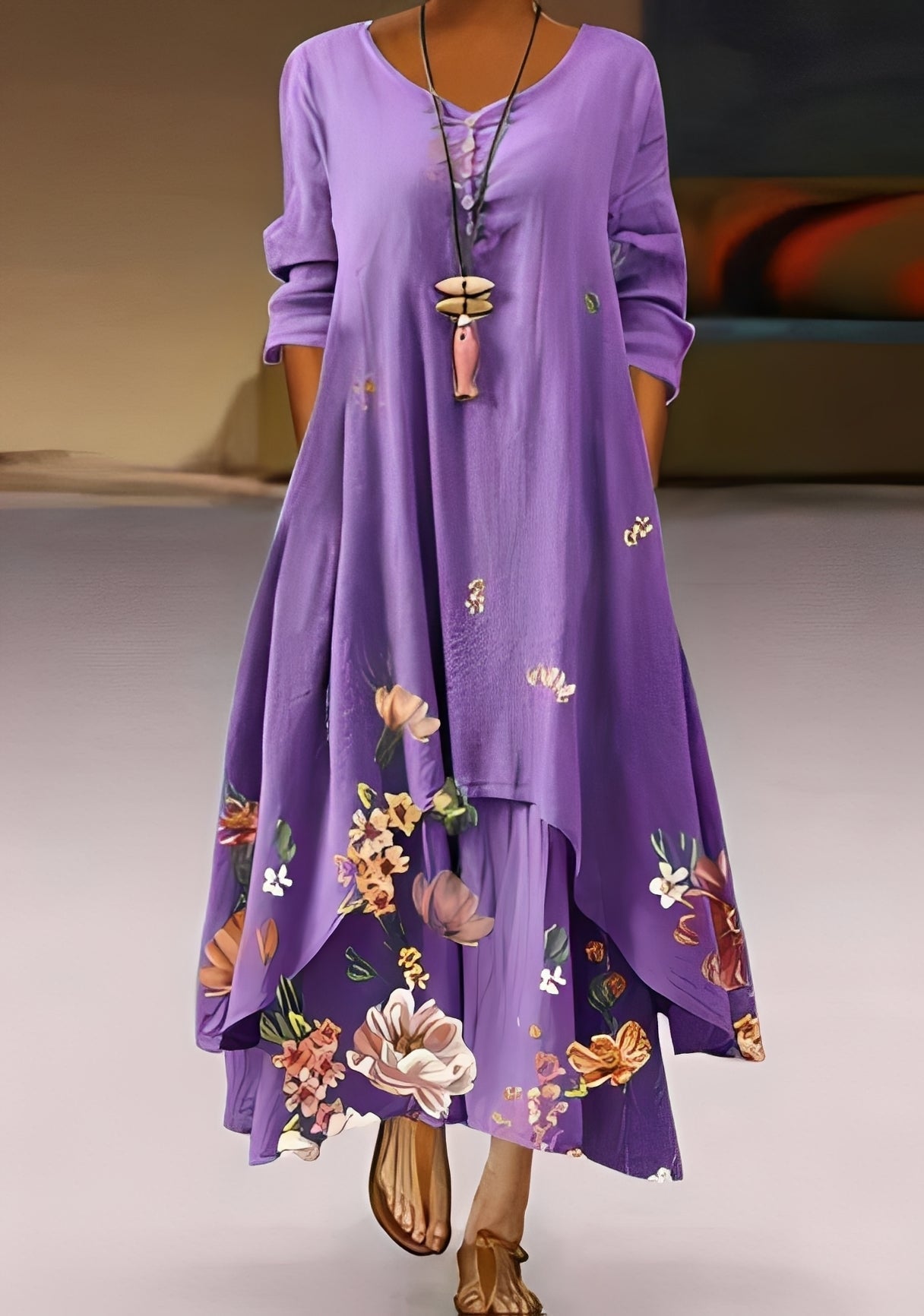 Belle - Elegantes, locker geschnittenes Damenkleid mit Muster
