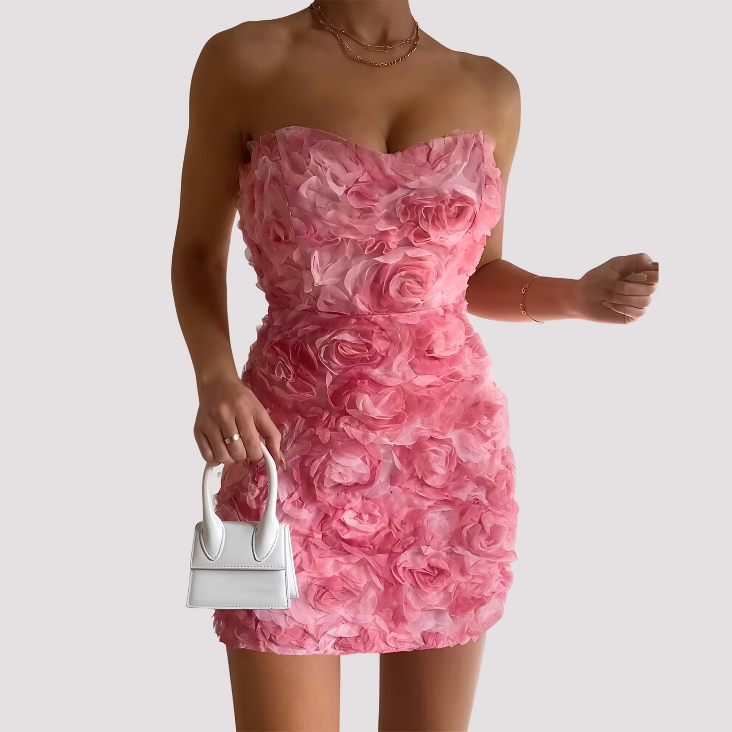 Nastia - Elegantes, trägerloses Blumenkleid für Damen