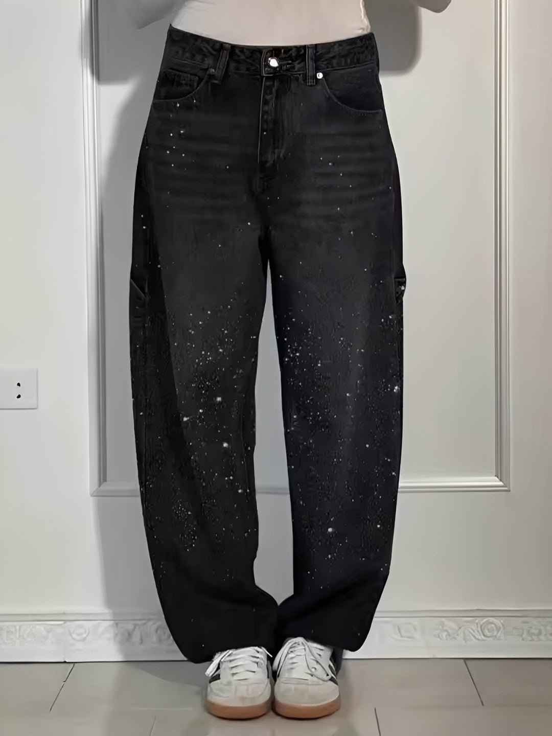Sami - Schicke Glitzer-Jeans mit weitem Bein