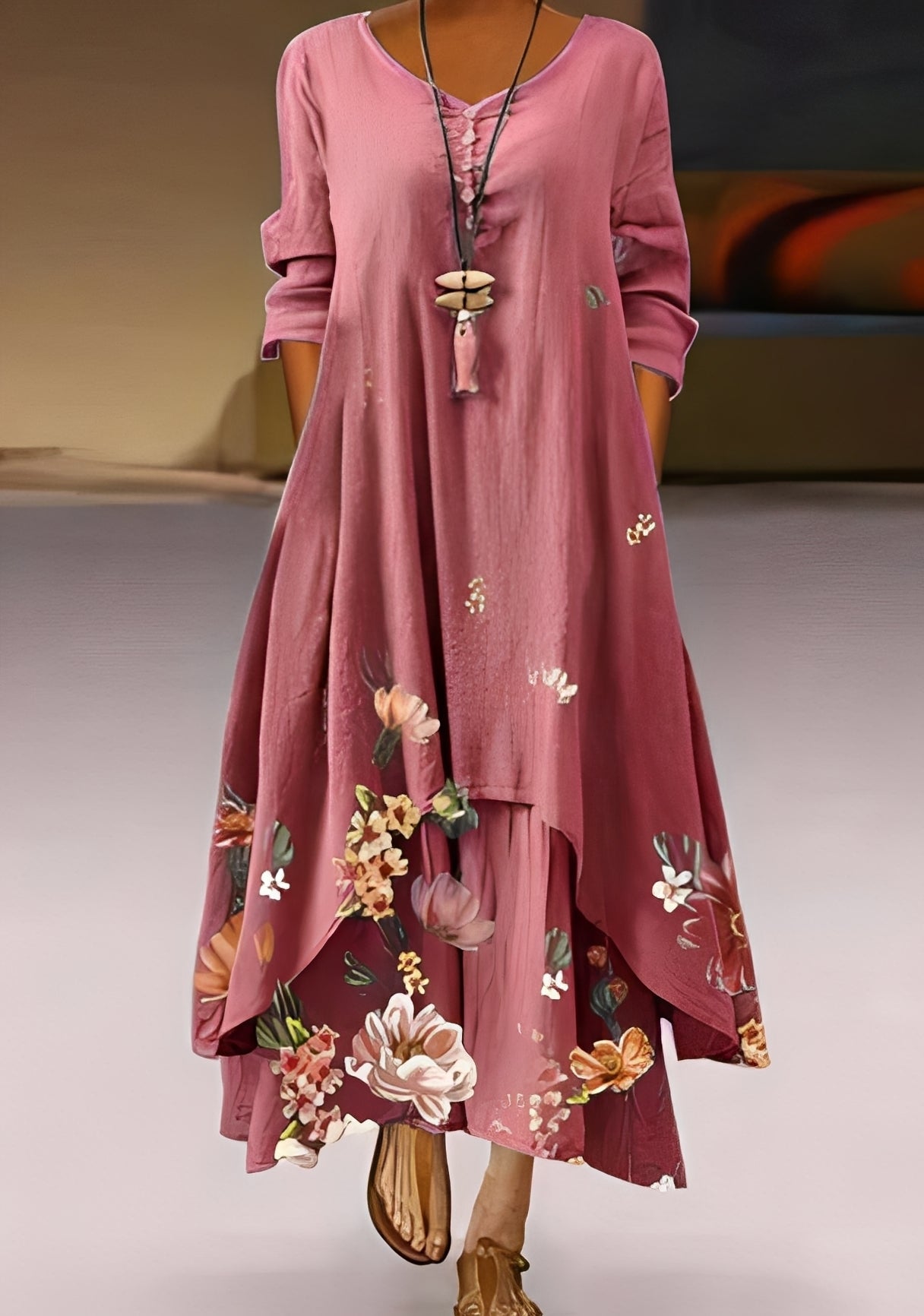 Belle - Elegantes, locker geschnittenes Damenkleid mit Muster