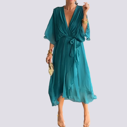 Jane - Asymmetrisches V-Ausschnitt-Kleid