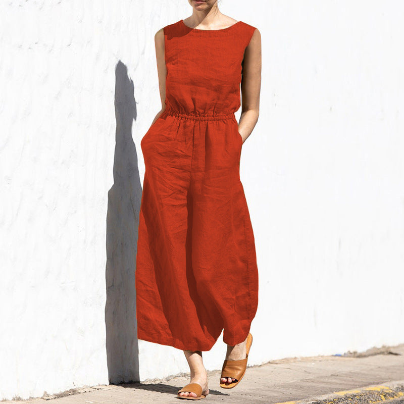 Angela - Lockerer ärmelloser Damenjumpsuit
