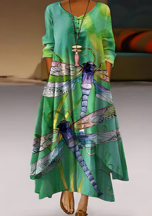 Belle - Elegantes, locker geschnittenes Damenkleid mit Muster