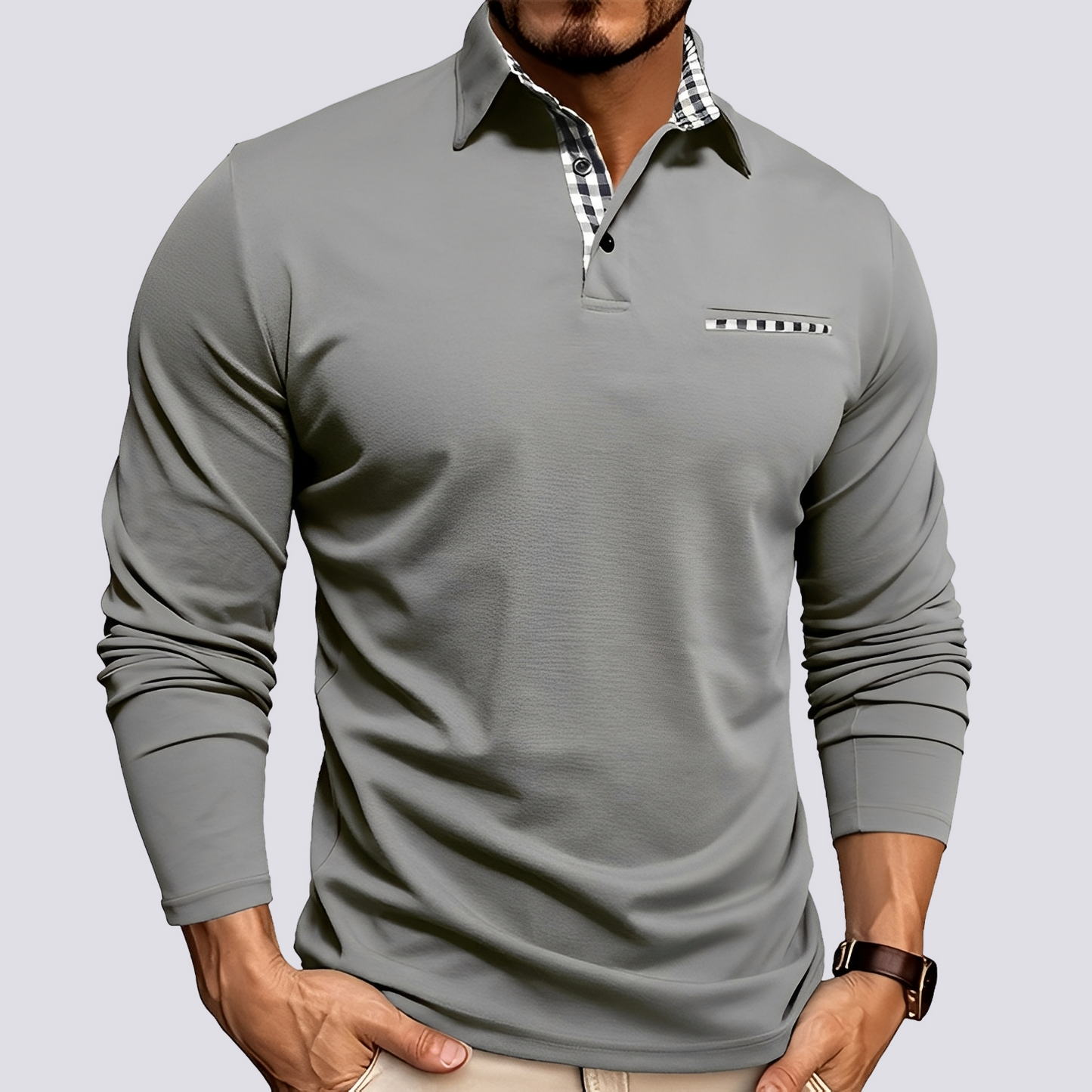 Mark – Herren-Polohemd – Langarm-Casual-Shirts