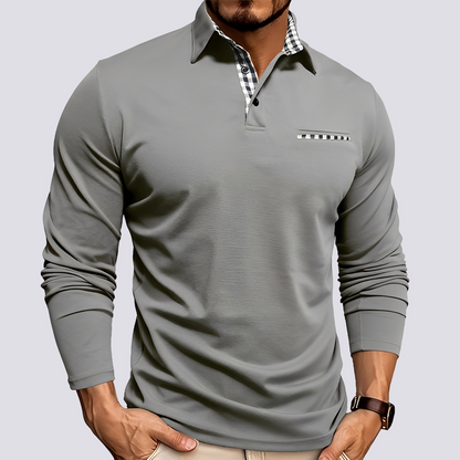 Mark – Herren-Polohemd – Langarm-Casual-Shirts