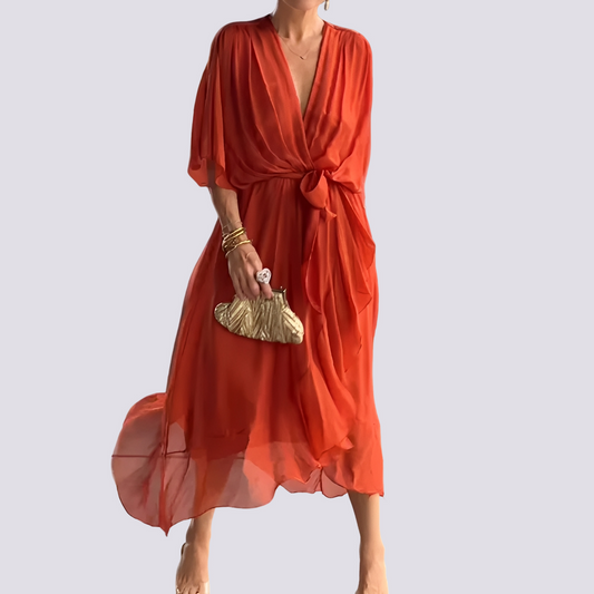 Jane - Asymmetrisches V-Ausschnitt-Kleid