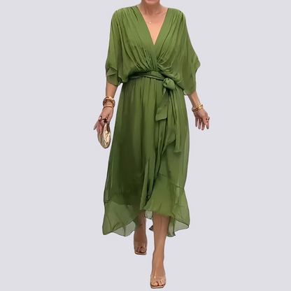 Jane - Asymmetrisches V-Ausschnitt-Kleid