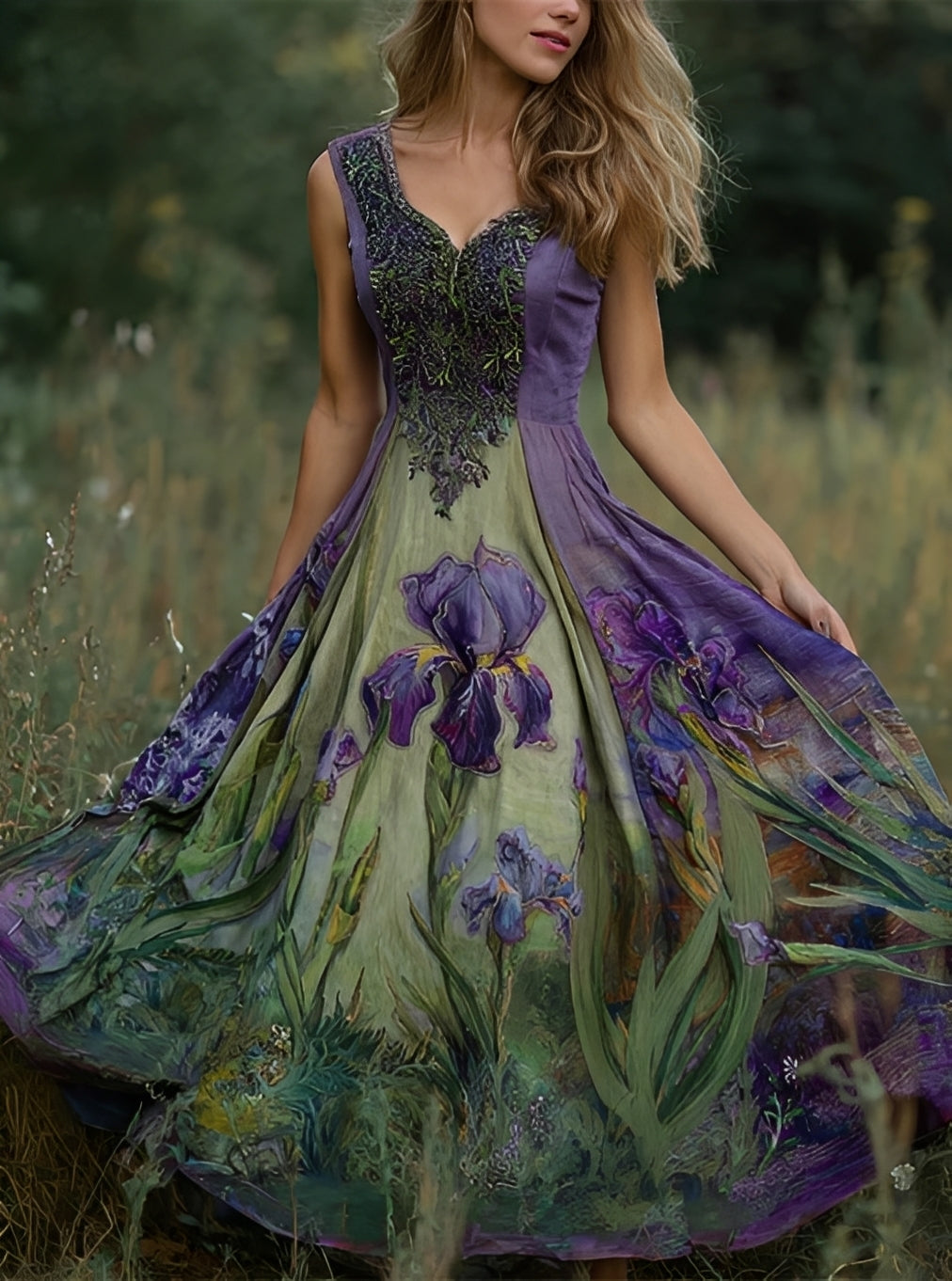 Erica - Elegantes Damen-Maxikleid mit Blumendesign