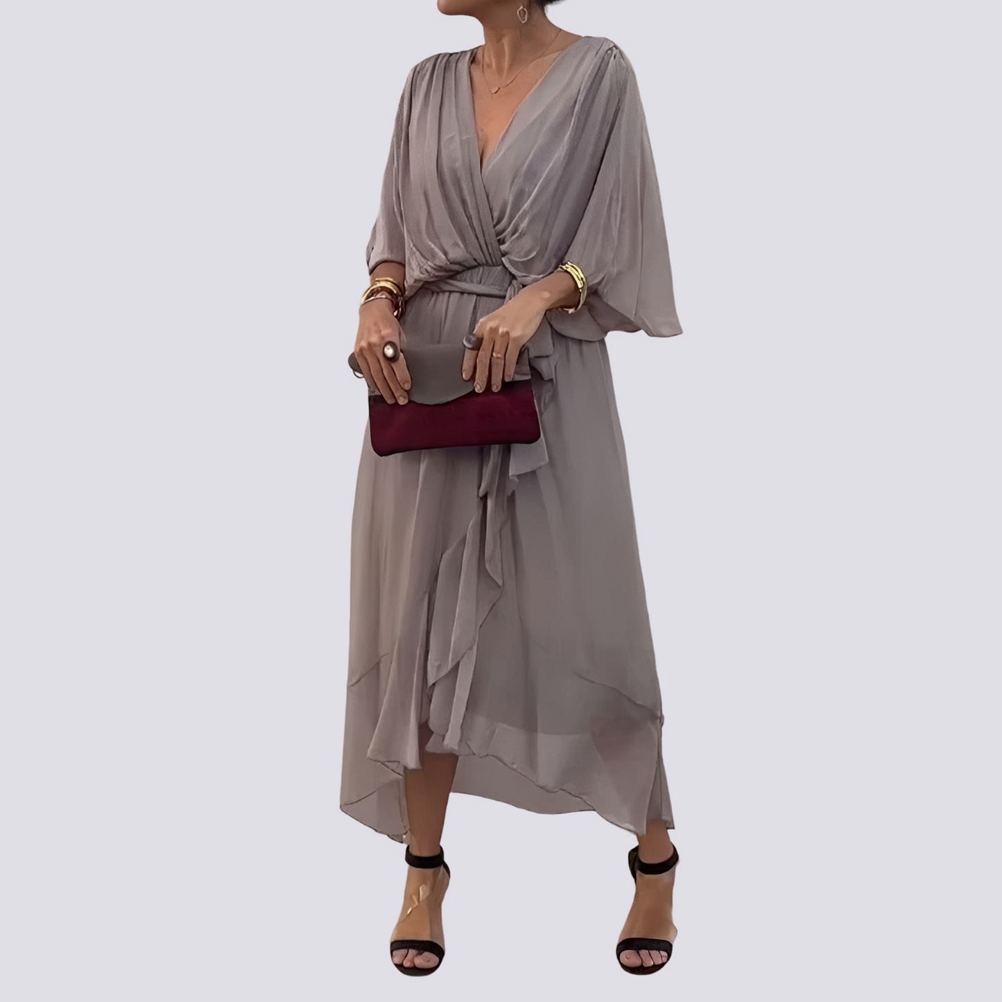 Jane - Asymmetrisches V-Ausschnitt-Kleid