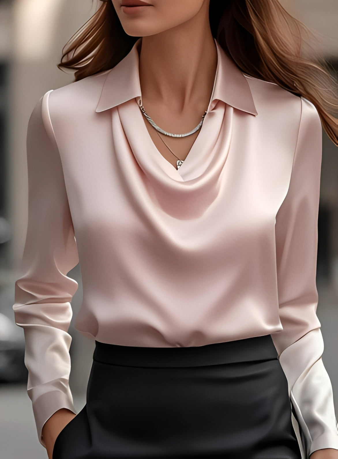 Terry - Schicke Langarm-Plissee-Bluse