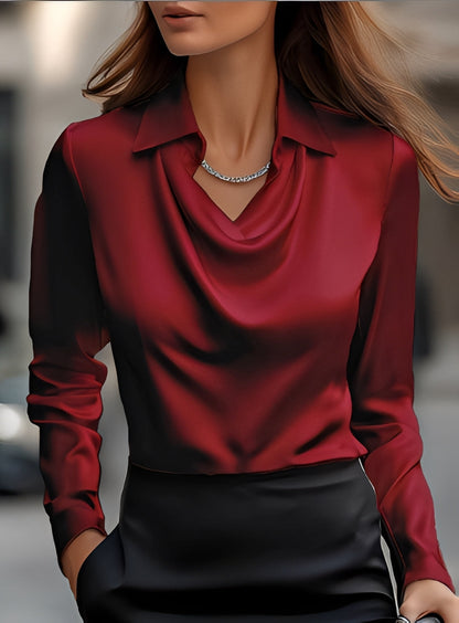 Terry - Schicke Langarm-Plissee-Bluse