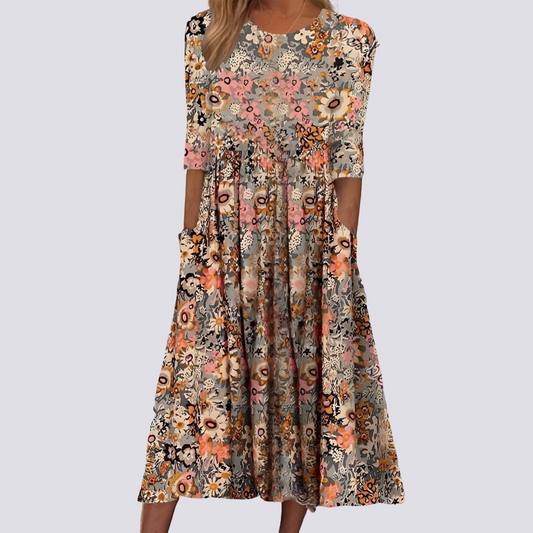 Lucie - Stilvolles langes Blumenkleid