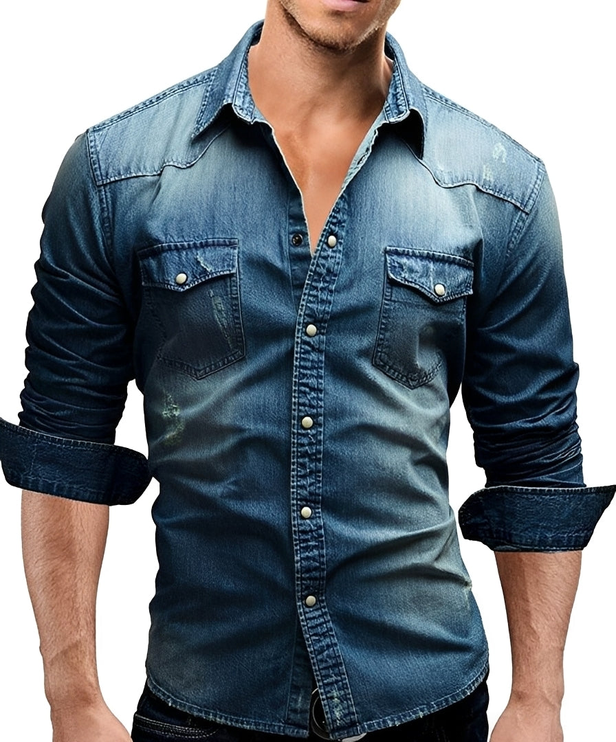 Arjun - Herren-Jeanshemd - Komfortables Langarm
