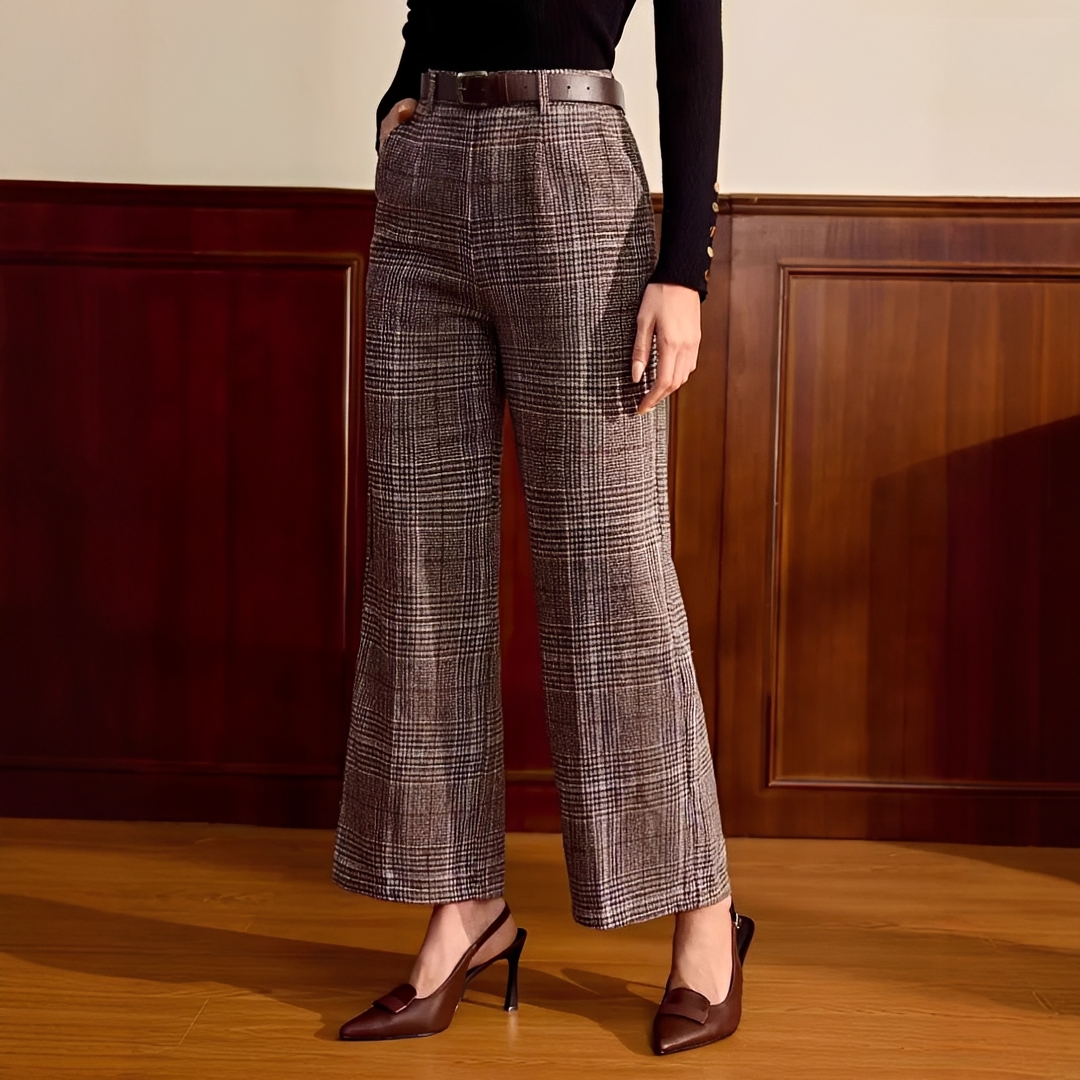 Christabel - Hoch taillierte Hose mit Karomuster