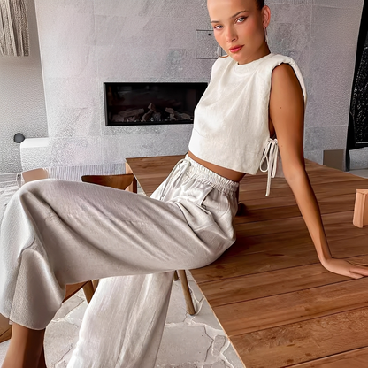 Meavel - Stilvolles Set aus weiten Hosen und Top