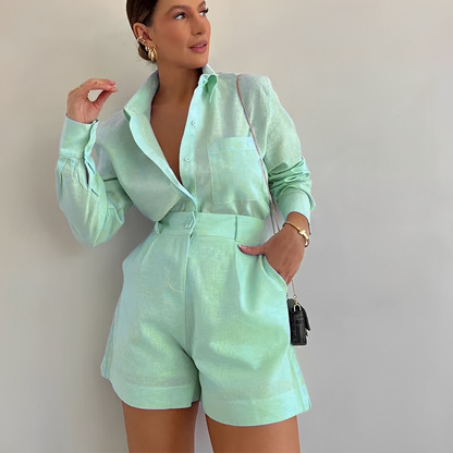 Yasin - Set mit langärmeligem Oberteil und weiten Shorts