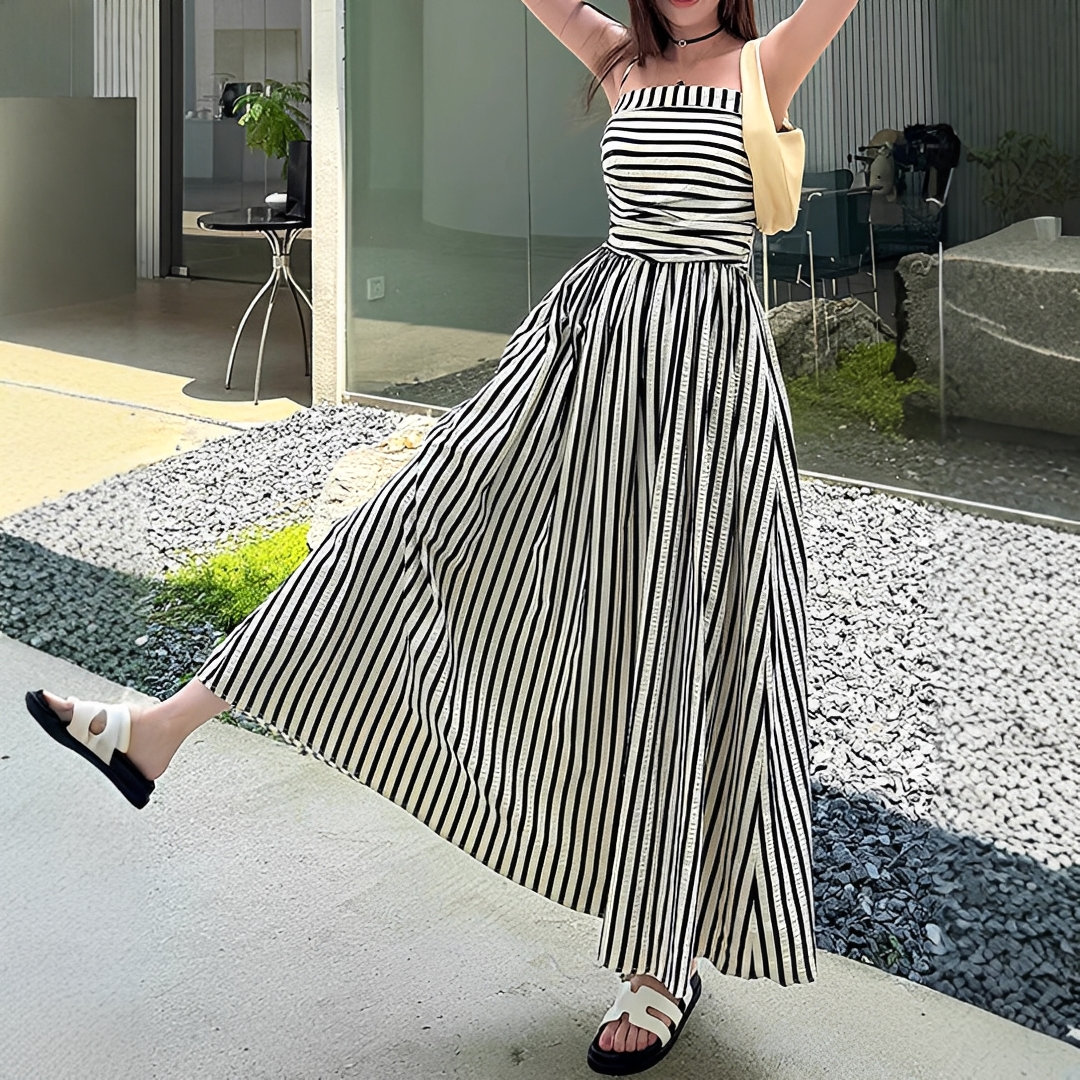 Cindy - Elegantes Maxikleid mit Streifen