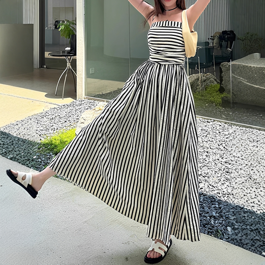 Cindy - Elegantes Maxikleid mit Streifen