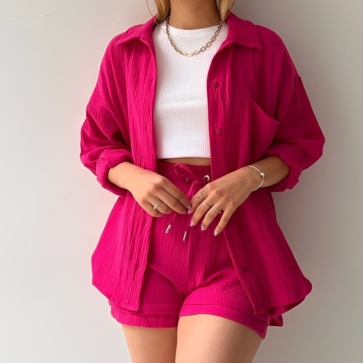 Julia - Angenehmes Set mit Reverskragen und hoher Taille für Frauen