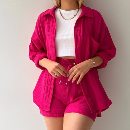 Julia - Angenehmes Set mit Reverskragen und hoher Taille für Frauen