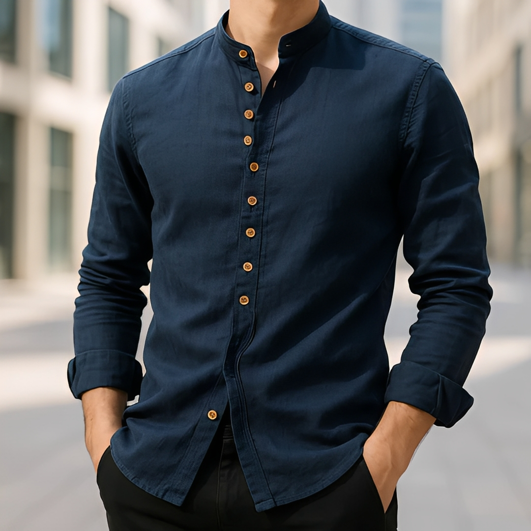 Aick - Langes Herren-Sommerhemd im stylischen Design