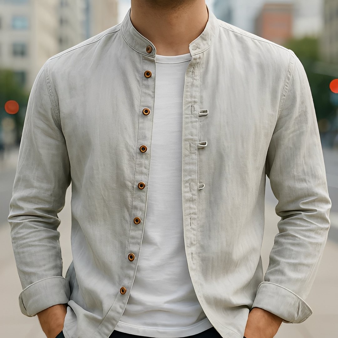 Aick - Langes Herren-Sommerhemd im stylischen Design