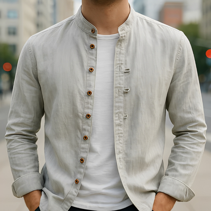 Aick - Langes Herren-Sommerhemd im stylischen Design