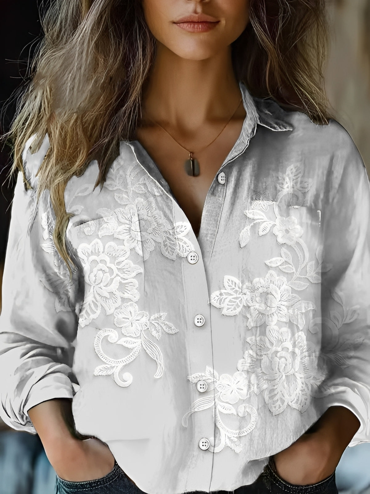 Jasmin - Farbige Langarmbluse