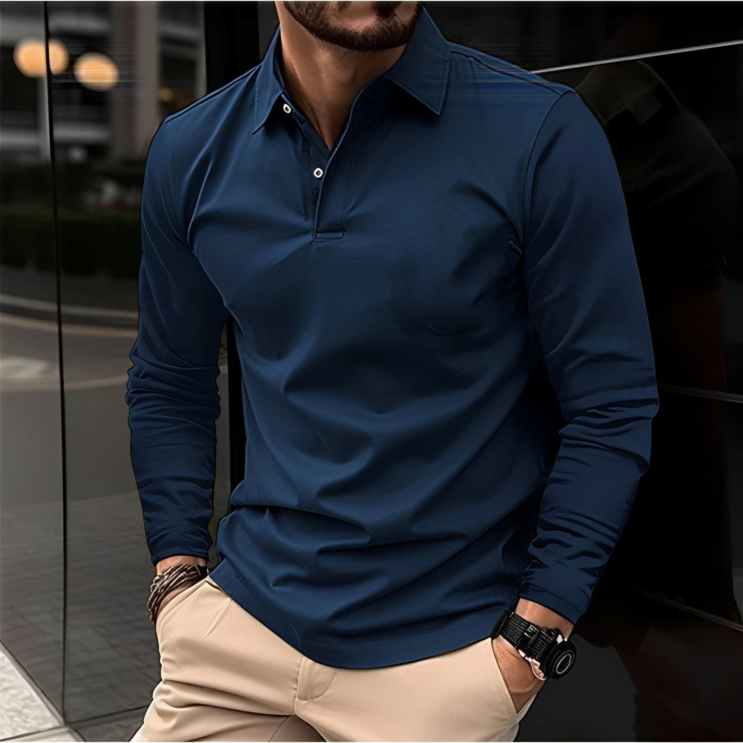 Conner – Herren-Poloshirt mit langen Ärmeln – Entspannt & bequem