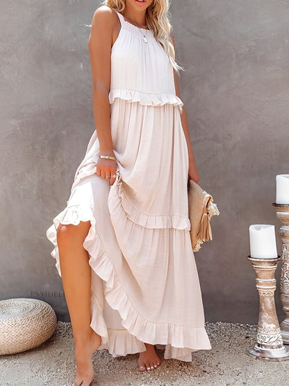 Zanna - Elegantes ärmelloses Damen-Rüschenkleid
