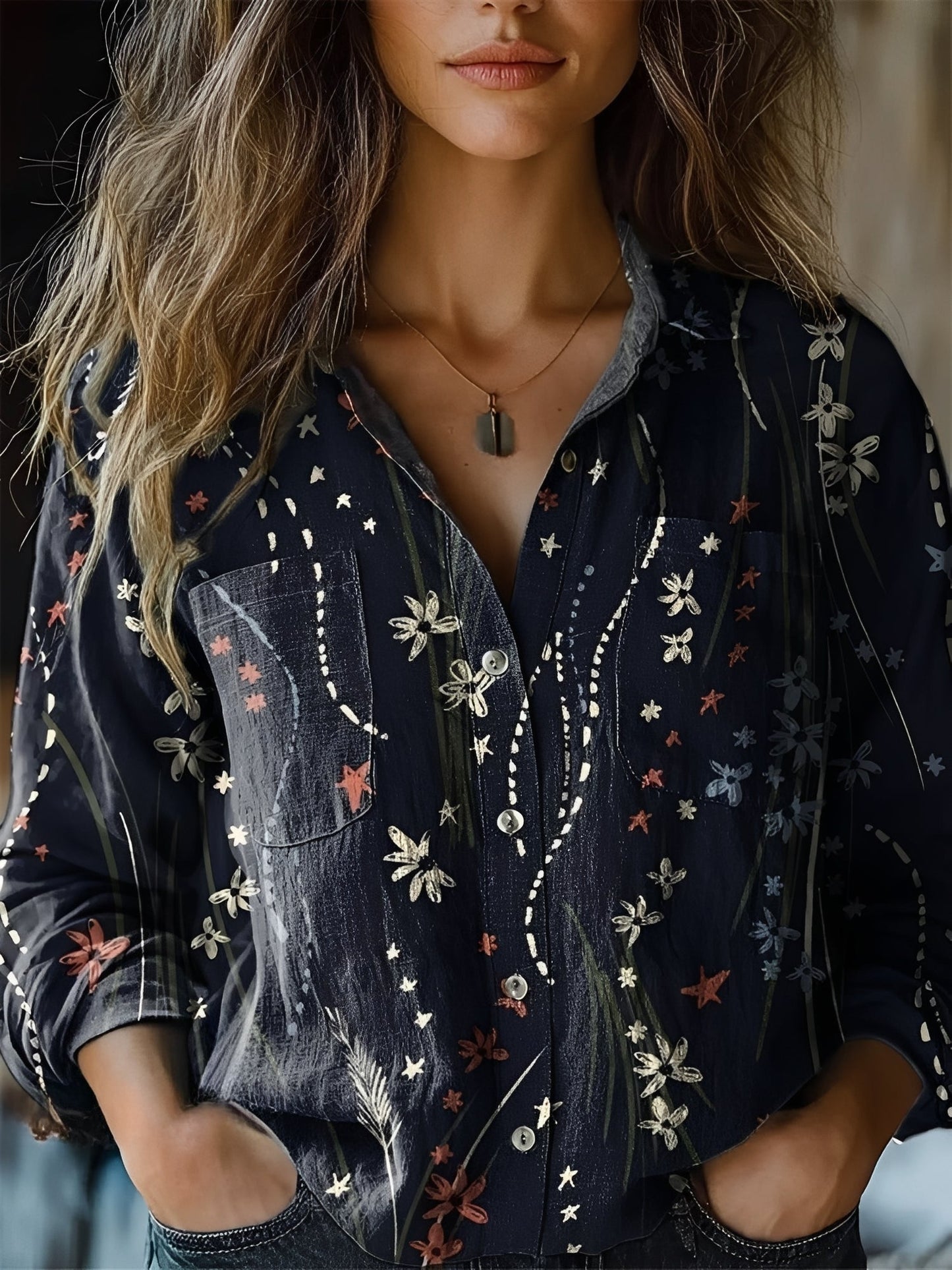 Jasmin - Farbige Langarmbluse