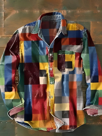 Charles – Herren-Langarmhemd – Bunt und Retro