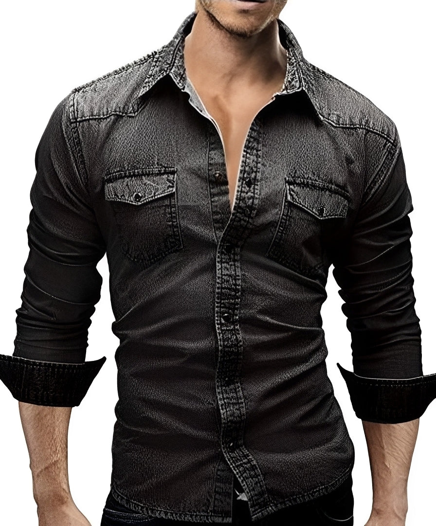 Arjun - Herren-Jeanshemd - Komfortables Langarm