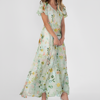 Lily - Elegantes blumiges Maxikleid