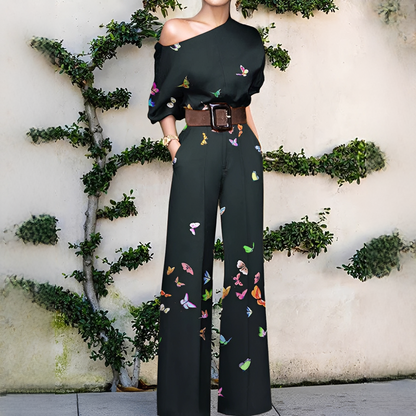 Chandrine - Damen-Einteiler mit asymmetrischem Schnitt und weitem Bein