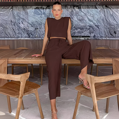 Meavel - Stilvolles Set aus weiten Hosen und Top
