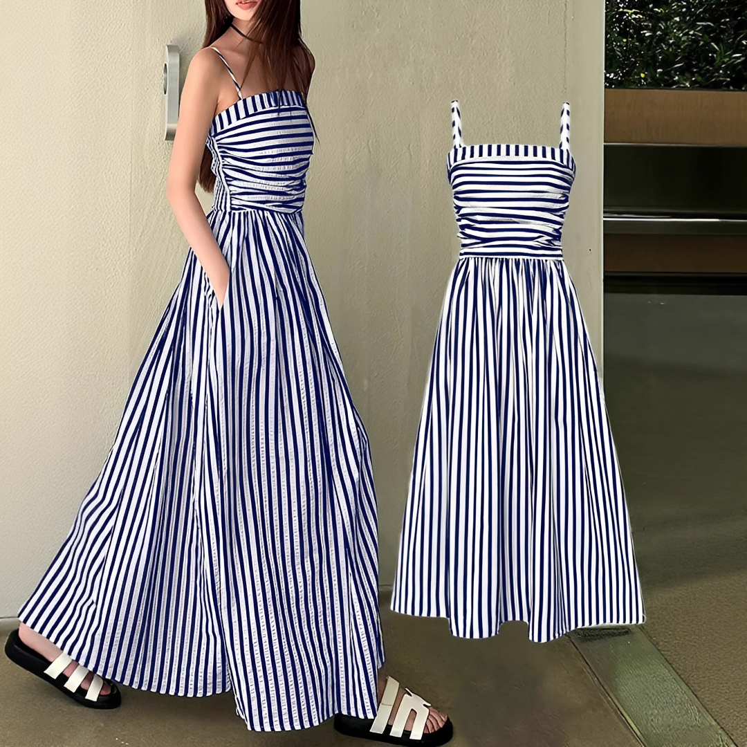 Cindy - Elegantes Maxikleid mit Streifen