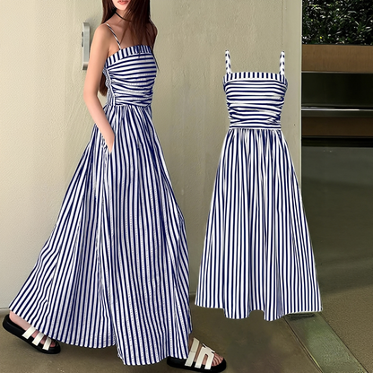 Cindy - Elegantes Maxikleid mit Streifen