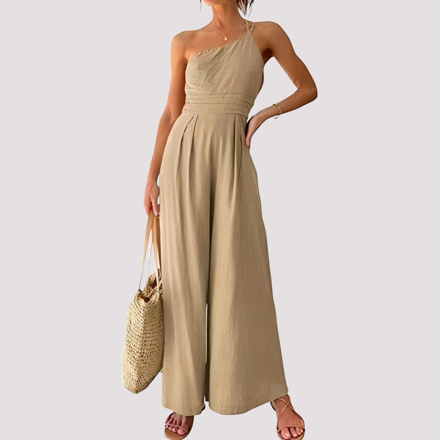 Carla - Eleganter Ein-Schulter-Jumpsuit mit weitem Bein für Damen