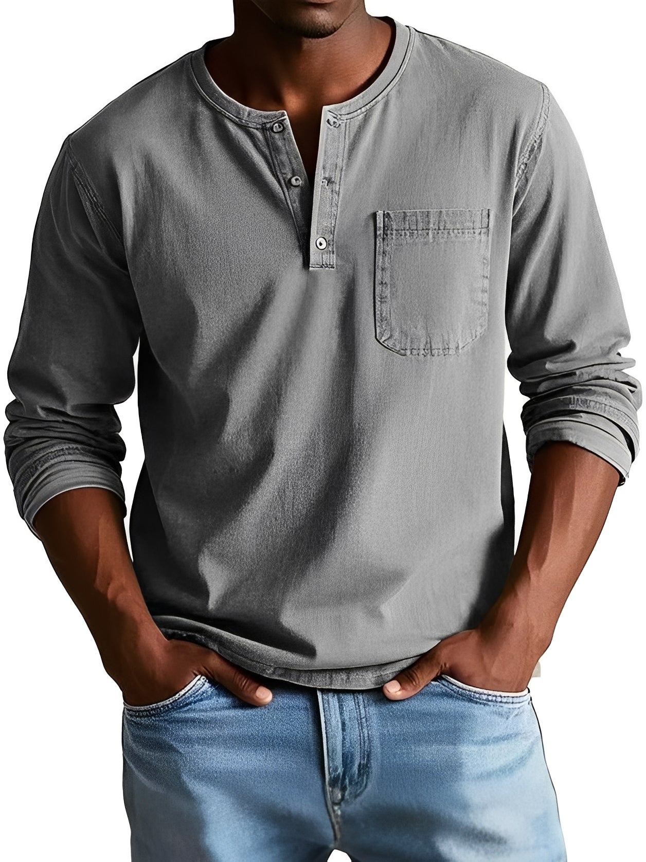 Steve - Lockeres Herren-Langarmhemd