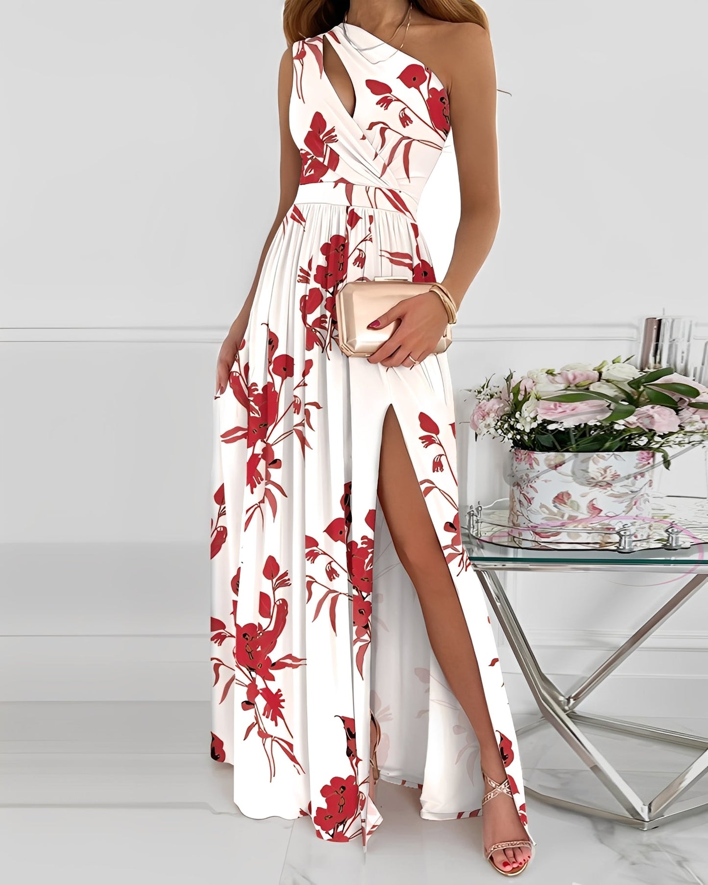 Jasmin - Modernes langes Ein-Schulter-Kleid für Damen