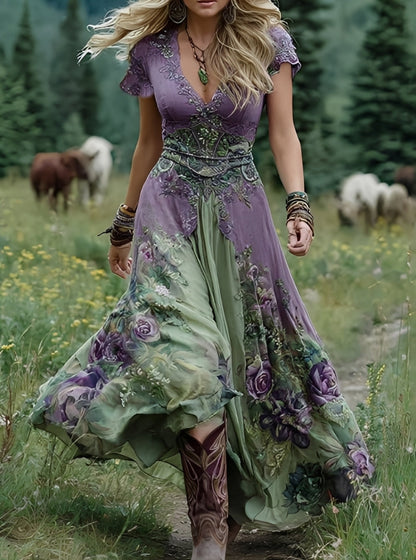 Erica - Elegantes Damen-Maxikleid mit Blumendesign