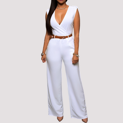 Esther - Damen Jumpsuit mit Gürtel, elegant